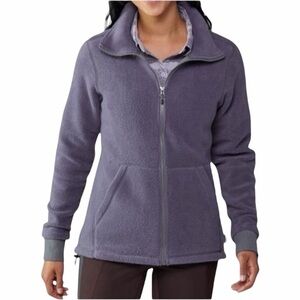 REI Women’s Groundbreaker High Pile Mock Neck Fleece Jacket S Purple Grey